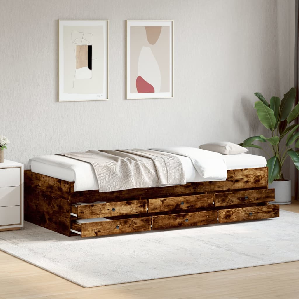 Daybed with Drawers Smoked Oak 90x200cm - Decor Base