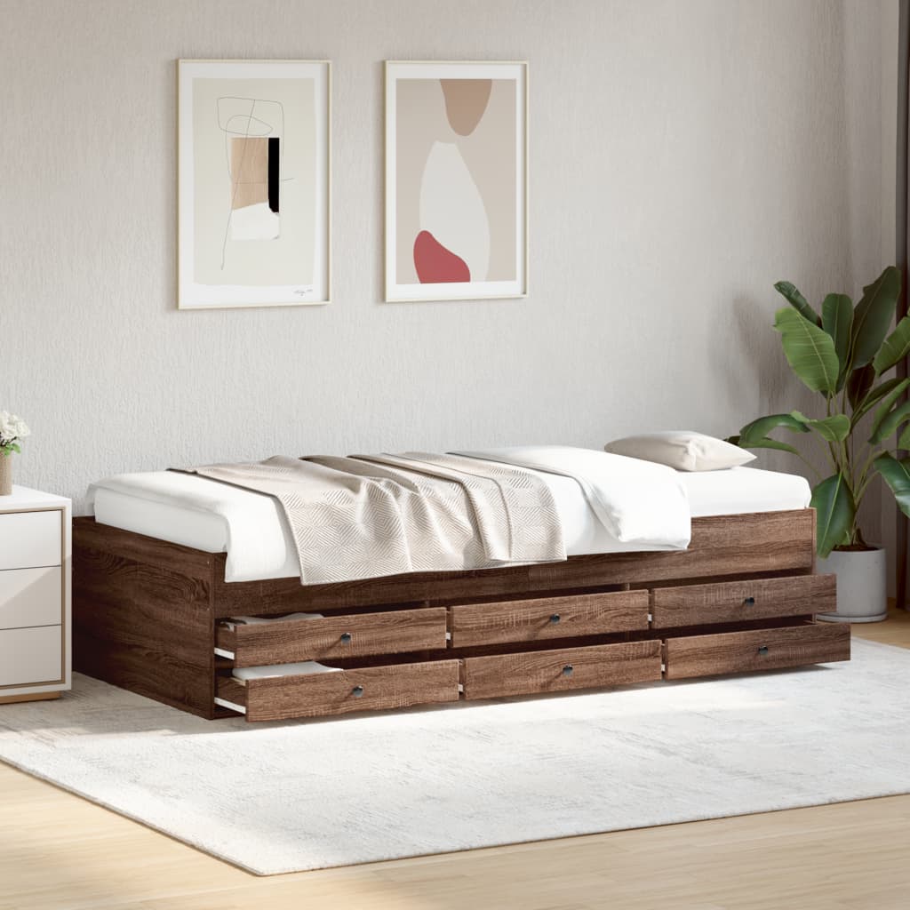 Daybed with Drawers Brown Oak 90x200cm - Style and Chic