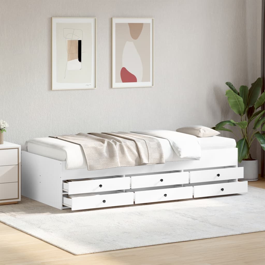 Daybed with Drawers White 90x190cm Single - Casper Homes
