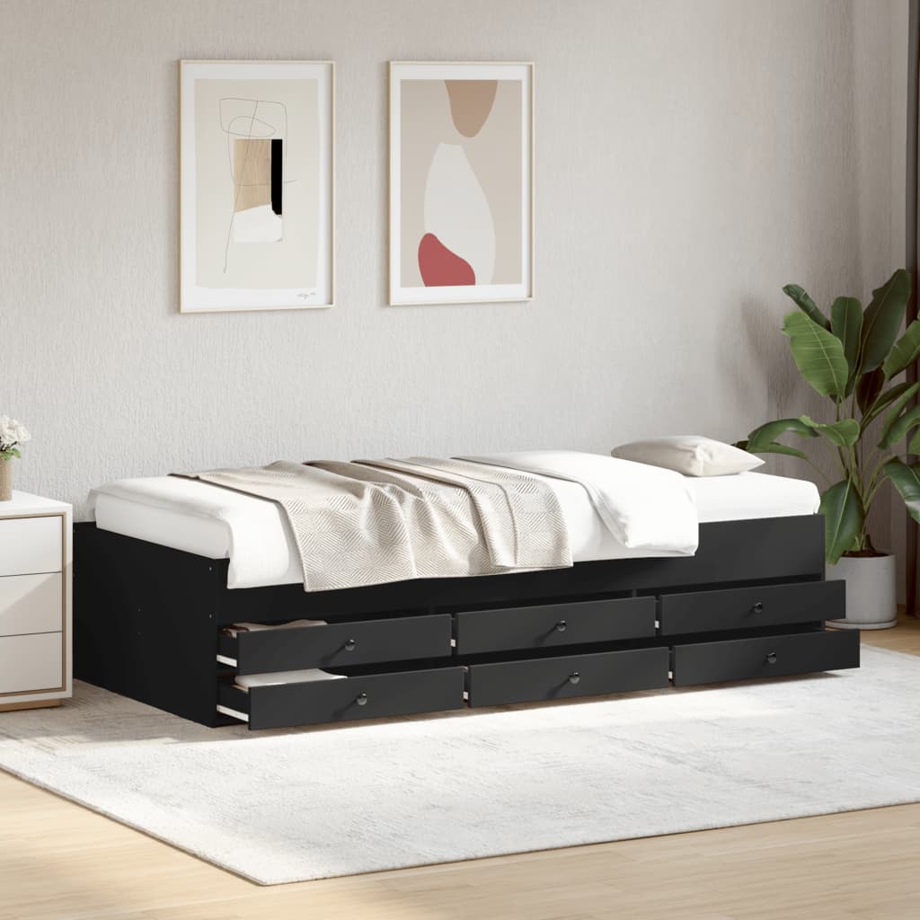 Daybed with Drawers Black 75x190cm Small Single - Merlin Deals