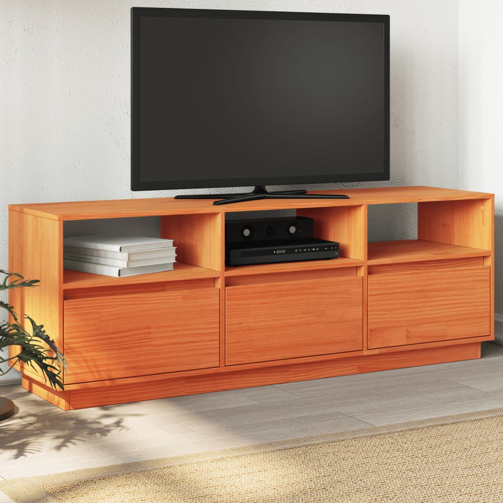 TV Cabinet Wax Brown 140x37x50 cm Solid Wood Pine - Discount Dealers
