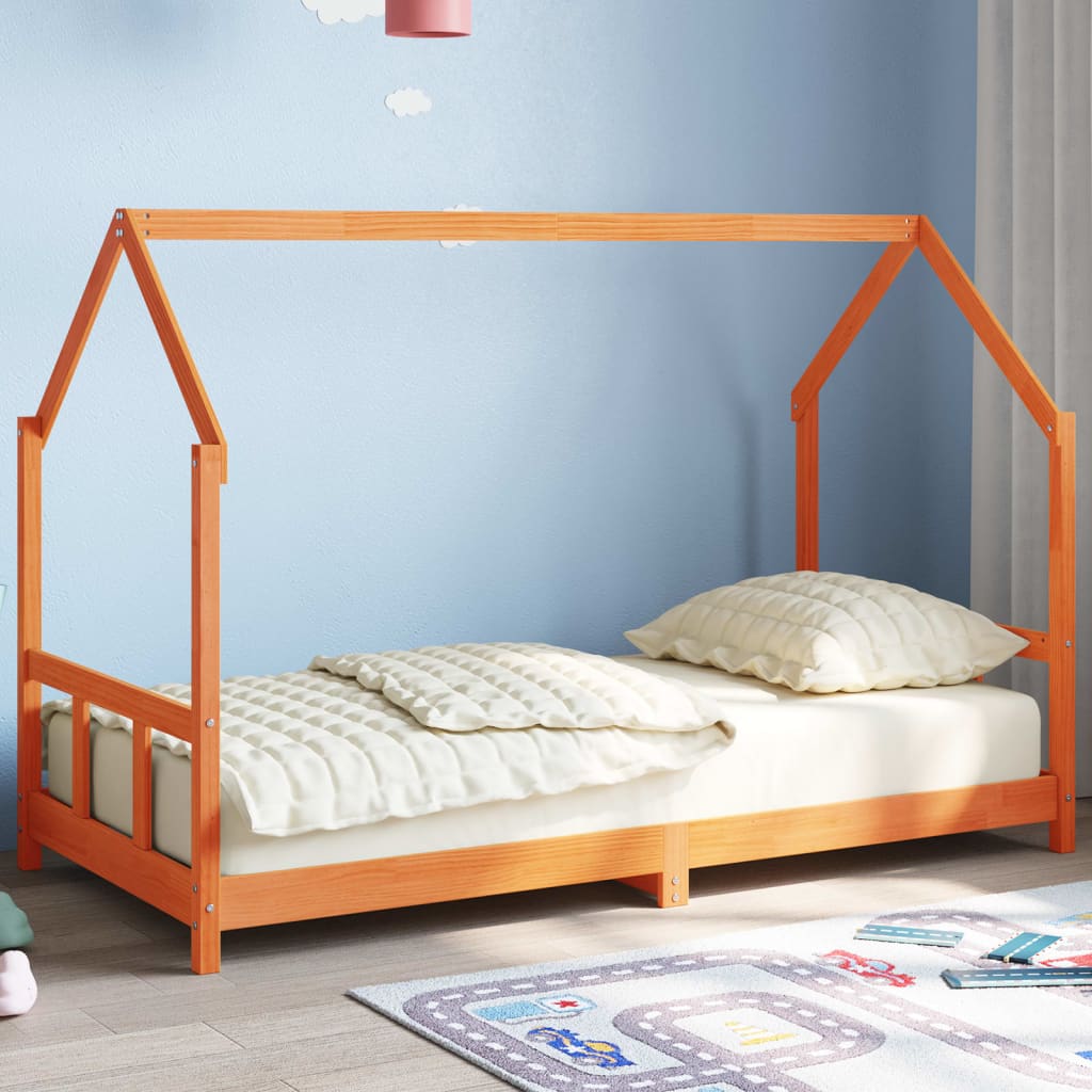 Kids Bed Frame Wax Brown 90x190 cm Solid Wood Pine - Charlotte Dunes