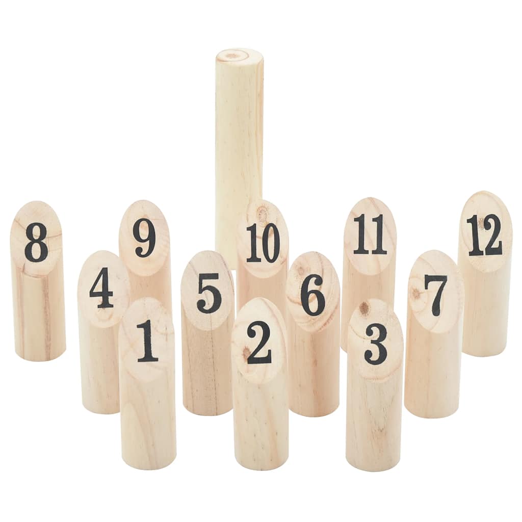 13 Piece Number Kubb Game Set with Carrying Bag Solid Pine Wood - Merkel Designers