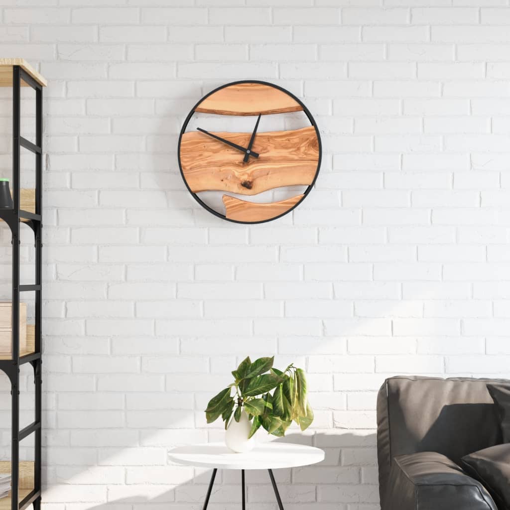 Wall Clock Brown 35 cm Iron and Olive Wood - Merkel Designers