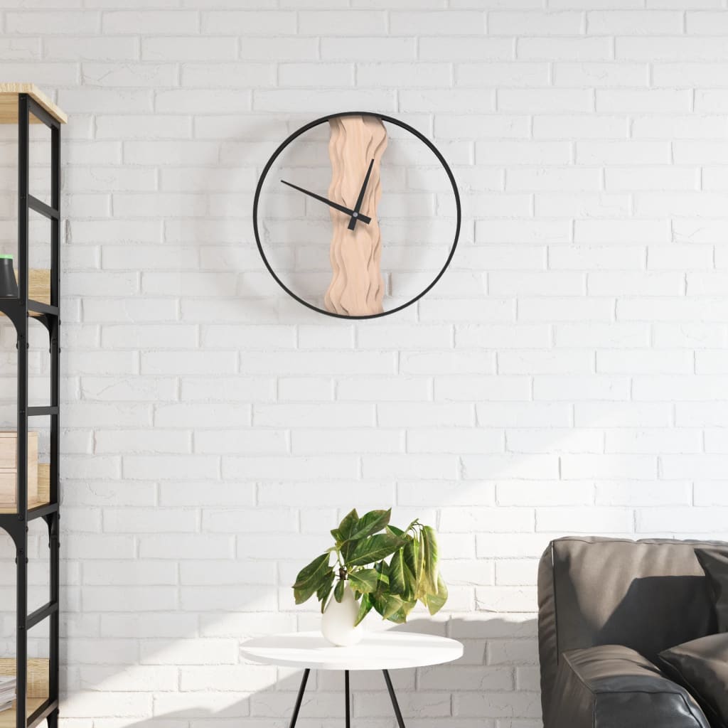 Wall Clock Brown 35 cm Iron and Oak Wood - Merkel Designers