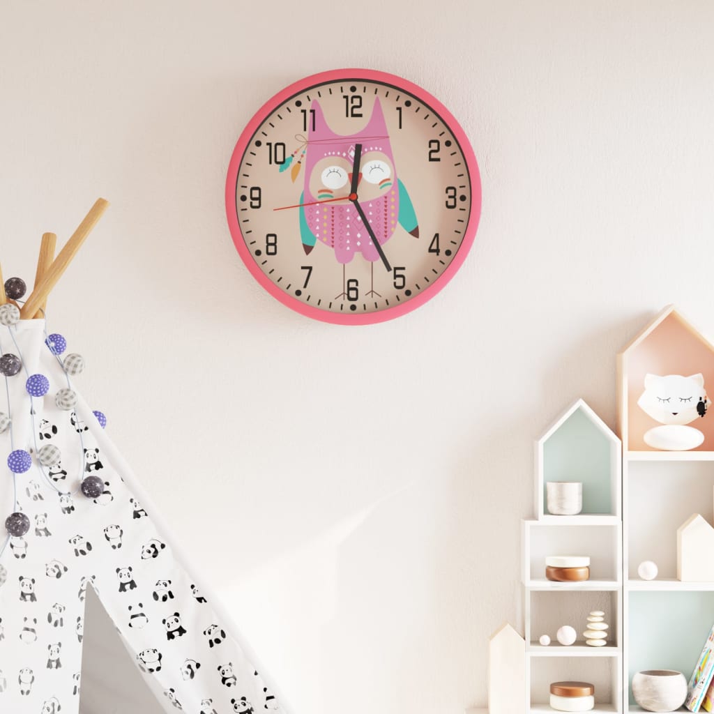 Wall Clock Pink 25.5 cm Polystyrene and Glass - Merkel Designers