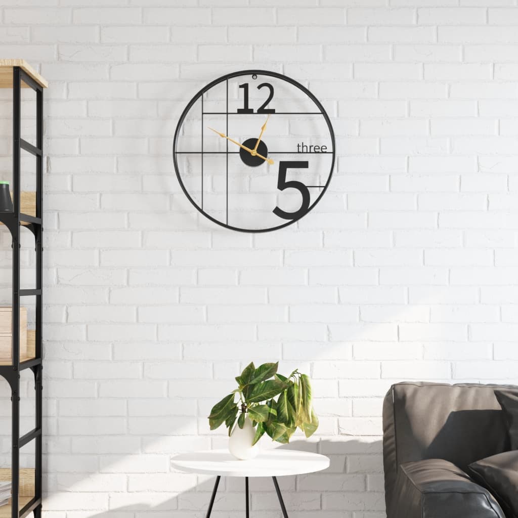 Wall Clock Black 50 cm Iron - vid-4008401 - Merkel Designers