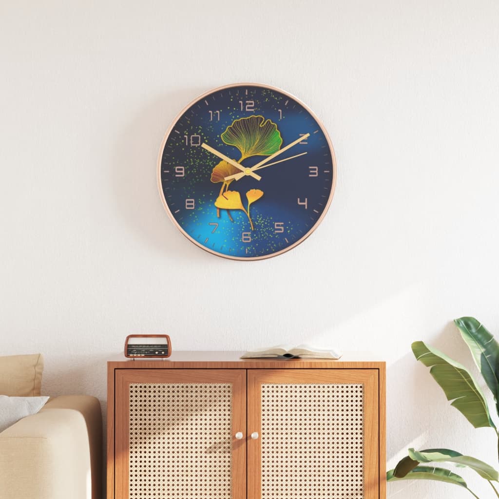 Wall Clock Gold and Blue 29.5 cm Polystyrene and Glass - Merkel Designers