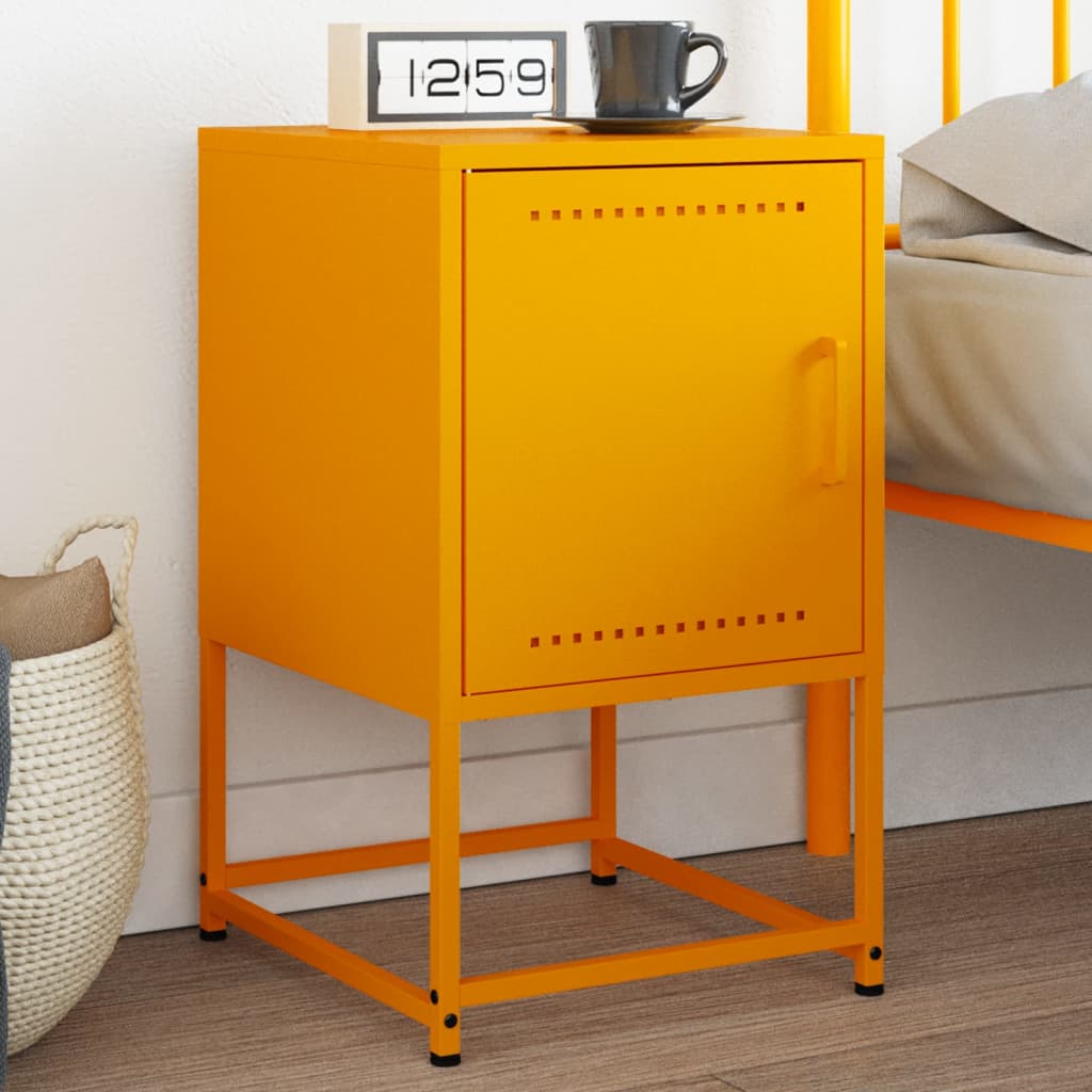 Bedside Cabinet Mustard Yellow 36x39x60.5 cm Steel - vid-846452 - Discount Dealers