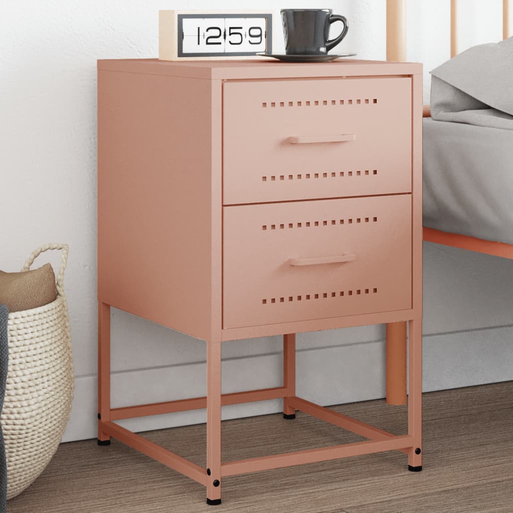 Bedside Cabinet Pink 36x39x60.5 cm Steel - vid-846460 - Discount Dealers