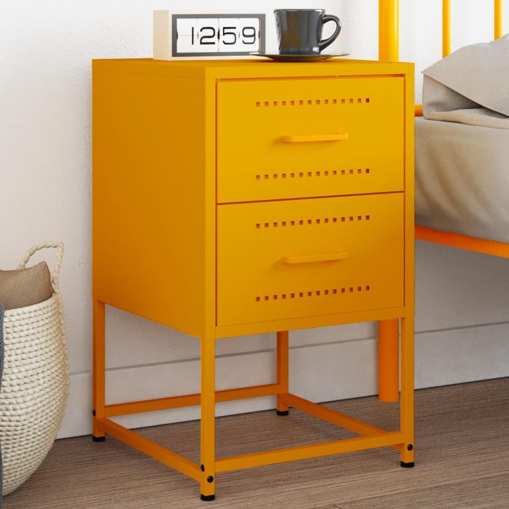 Bedside Cabinet Mustard Yellow 36x39x60.5 cm Steel - vid-846464 - Discount Dealers