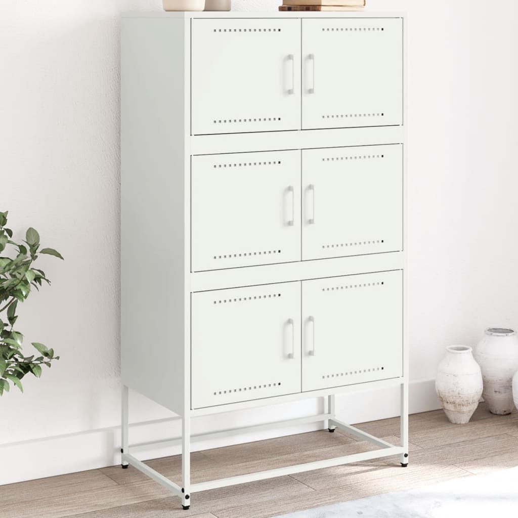 Sideboard White 68.5x38.5x123.5 cm Steel - Design Hut