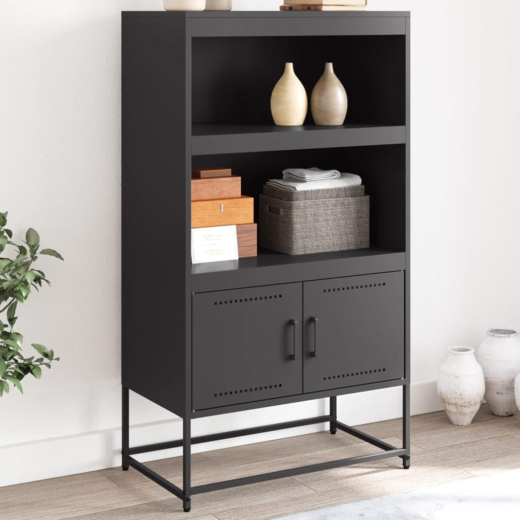 Highboard Black 68.5x38.5x123.5 cm Steel - vid-846500 - Charlotte Dunes