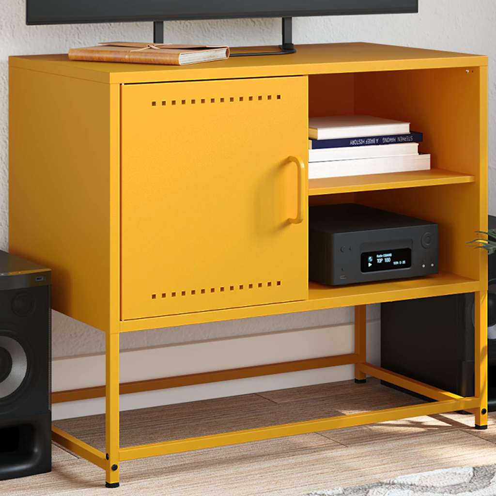 TV Cabinet Mustard Yellow 68x39x60.5 cm Steel - vid-846521 - Discount Dealers