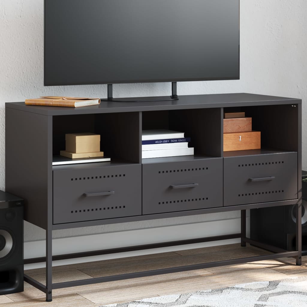 TV Cabinet Black 100.5x39x60.5 cm Steel - Discount Dealers