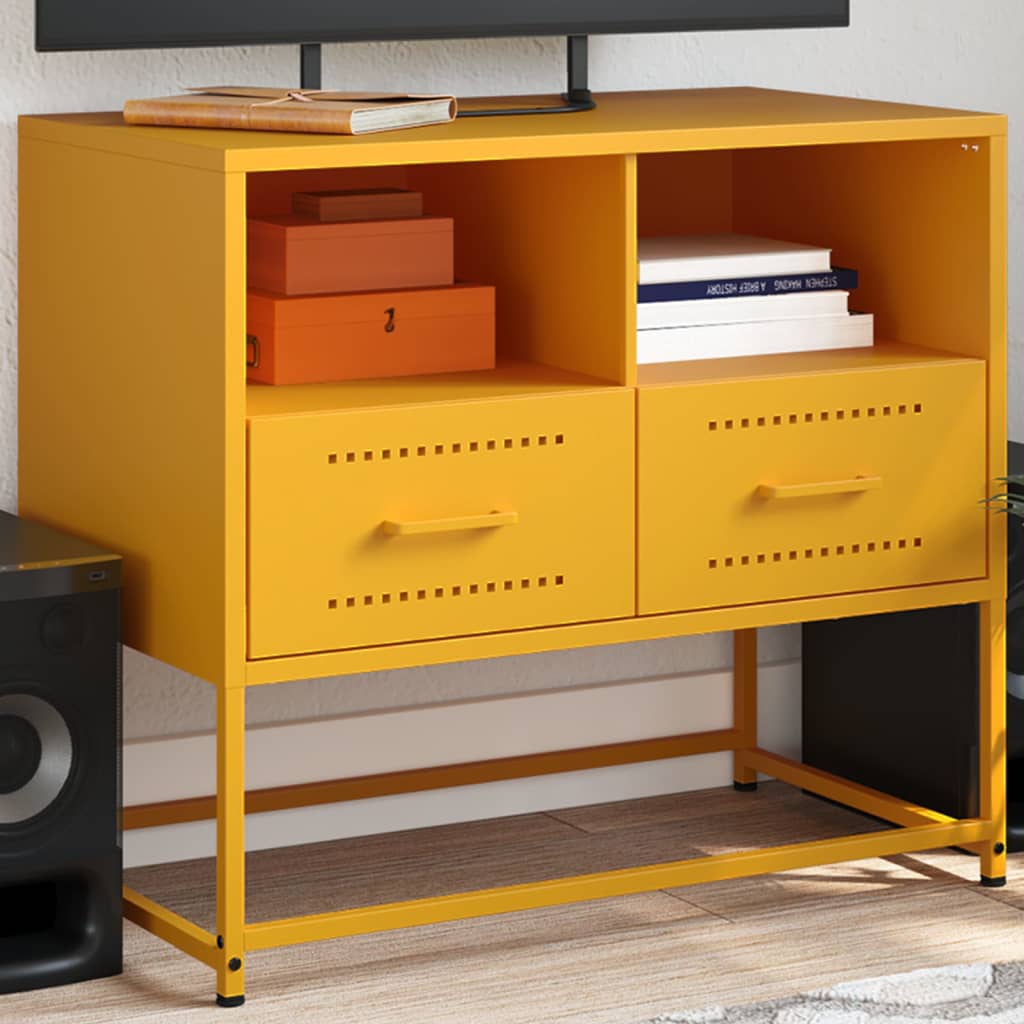 TV Cabinet Mustard Yellow 68x39x60.5 cm Steel - vid-846551 - Discount Dealers