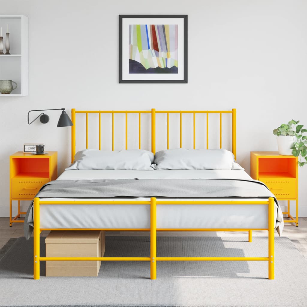 Bedside Cabinets 2 pcs Mustard Yellow 36x39x60.5 cm Steel - vid-846561 - Discount Dealers