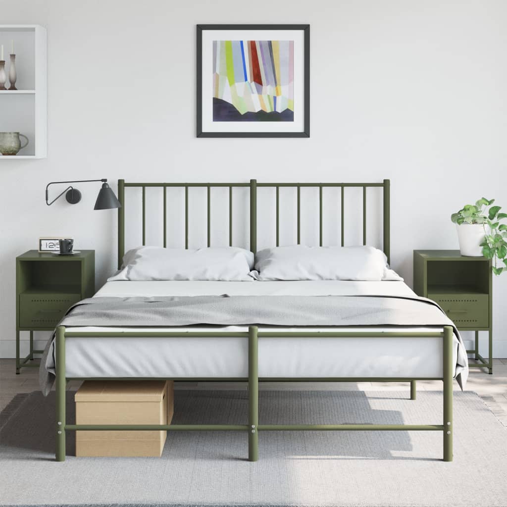 Bedside Cabinets 2 pcs Olive Green 36x39x60.5 cm Steel - vid-846563 - Discount Dealers
