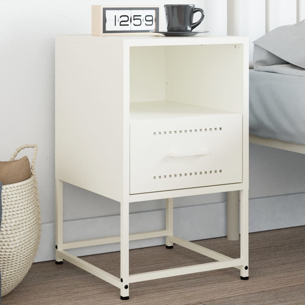 Bedside Cabinet White 36x39x60.5 cm Steel - vid-846564 - Discount Dealers