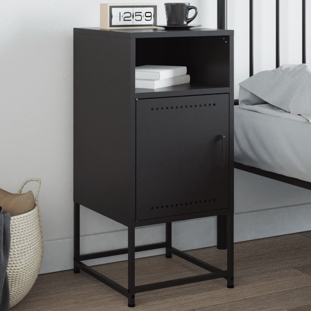 Bedside Cabinet Black 36x39x78 cm Steel - Decor Base
