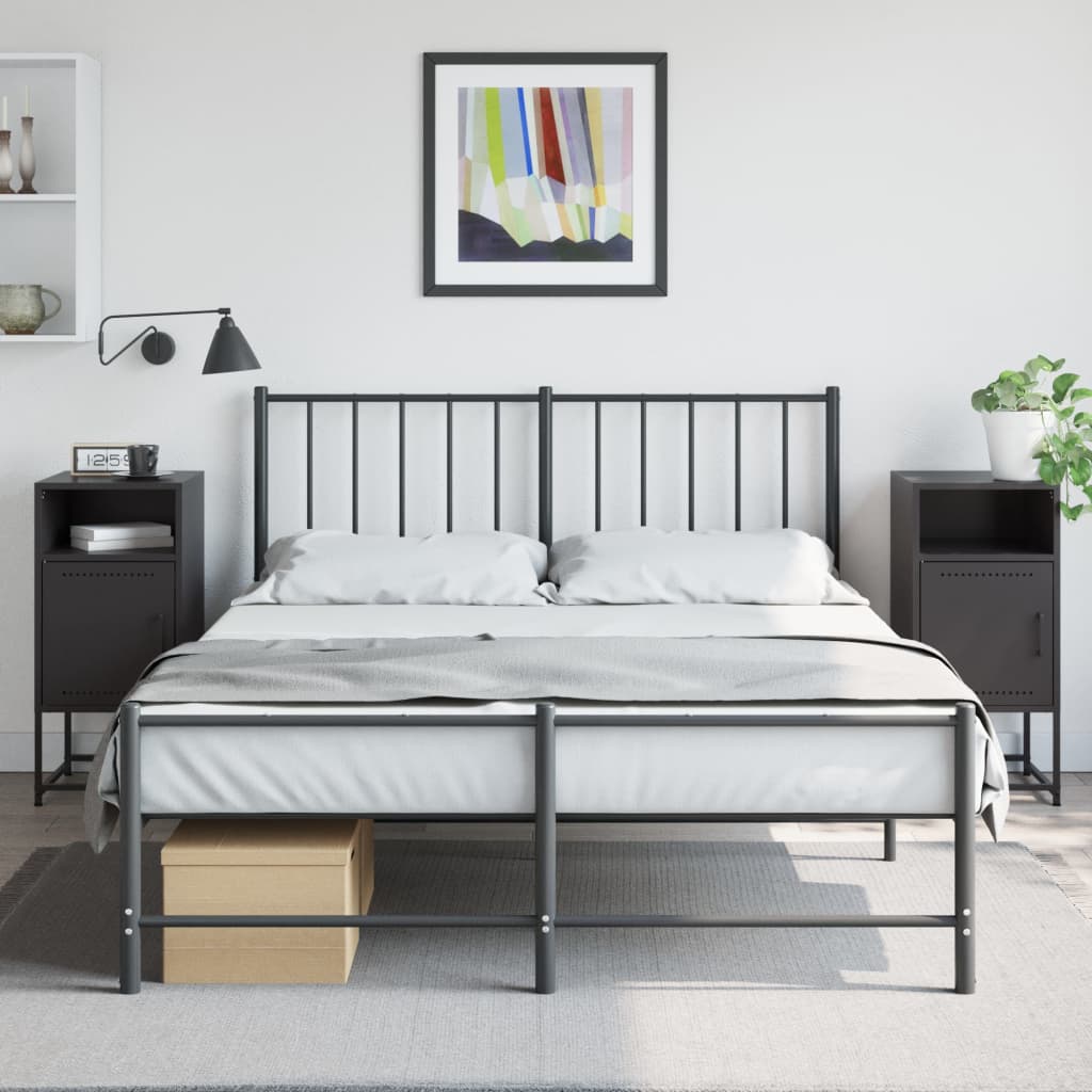 Bedside Cabinets 2 pcs Black 36x39x78 cm Steel - vid-846567 - Decor Base