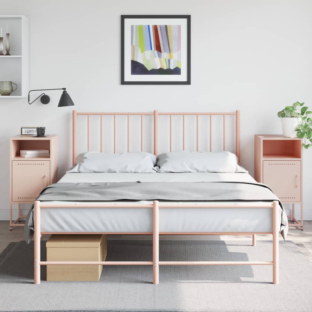 Bedside Cabinets 2 pcs Pink 36x39x78 cm Steel - vid-846569 - Decor Base