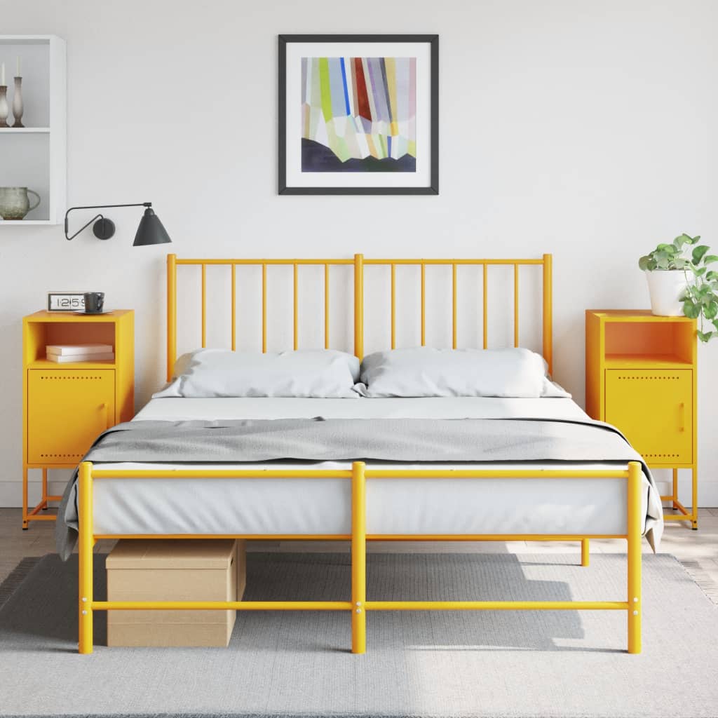 Bedside Cabinets 2 pcs Mustard Yellow 36x39x78 cm Steel - Decor Base