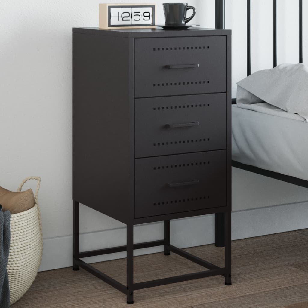 Bedside Cabinet Black 36x39x78 cm Steel - Decor Base