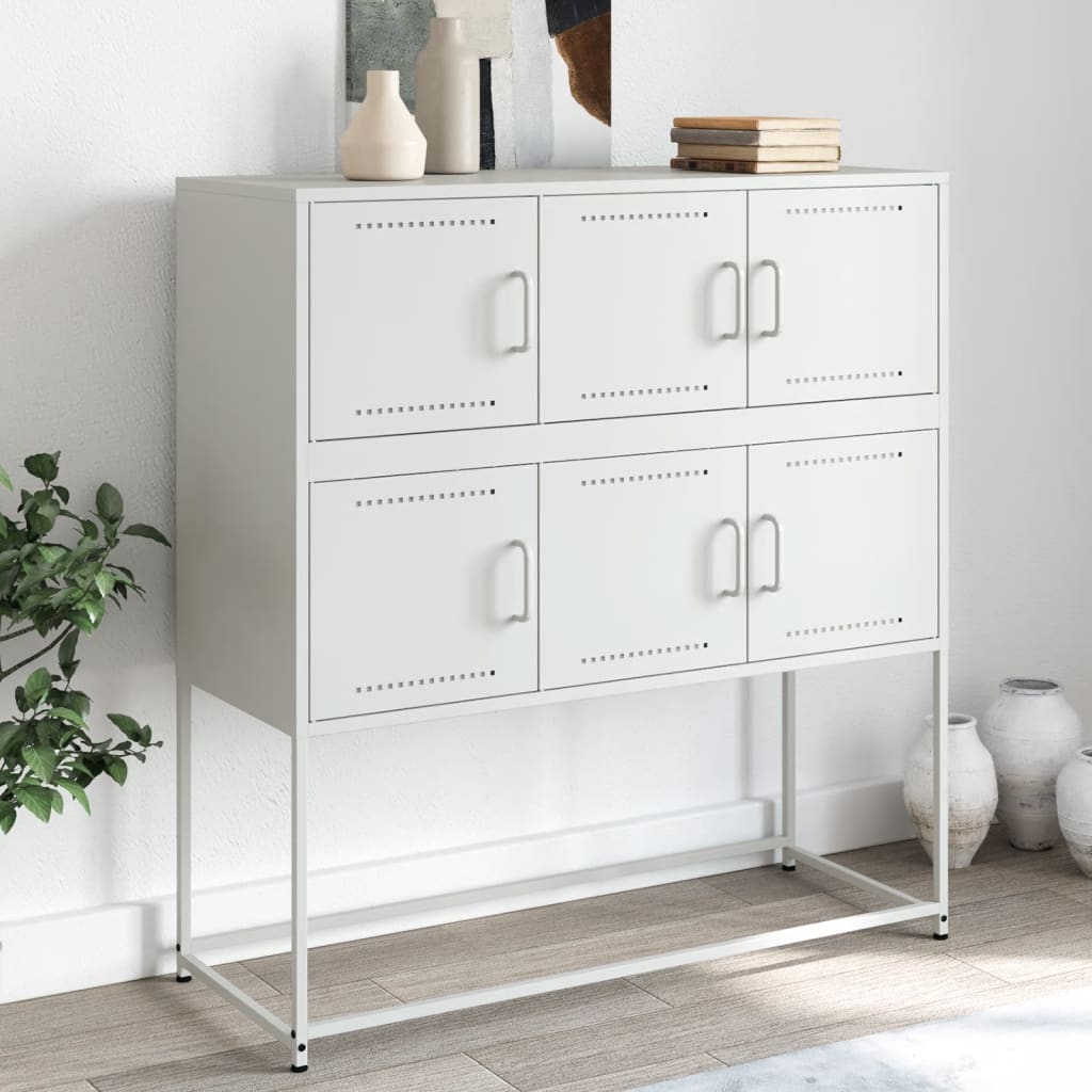 Sideboard White 100.5x39x107 cm Steel - Charlotte Dunes