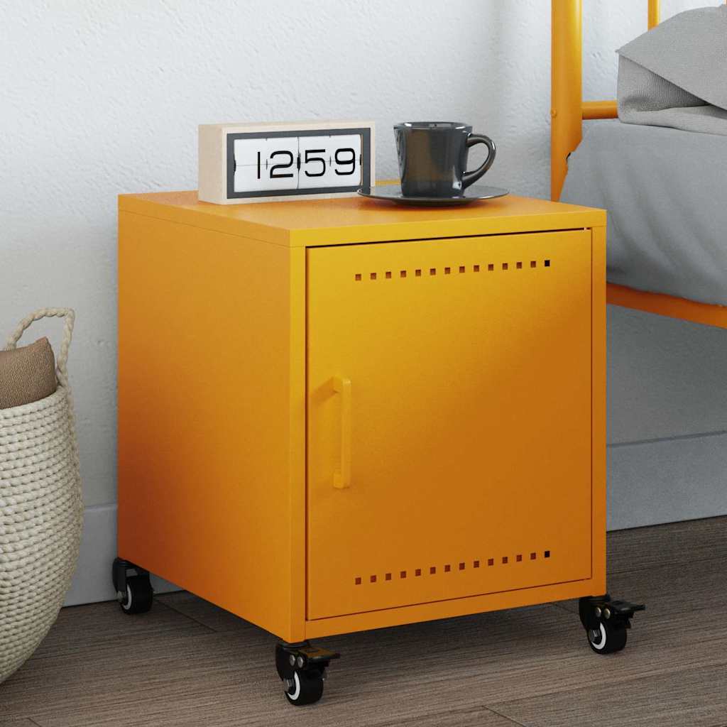 Bedside Cabinet Mustard Yellow 36x39x43.5 cm Steel - vid-846620 - Design Hut