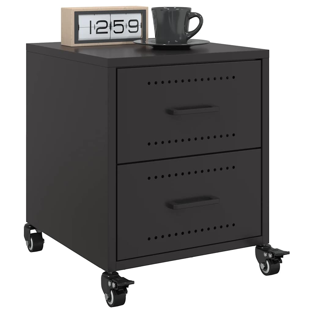 Bedside Cabinets 2 pcs Black 36x39x43.5 cm Steel - vid-846627 - Design Hut