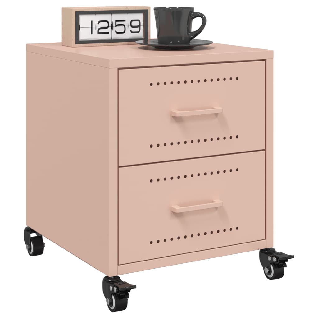 Bedside Cabinets 2 pcs Pink 36x39x43.5 cm Steel - vid-846629 - Design Hut
