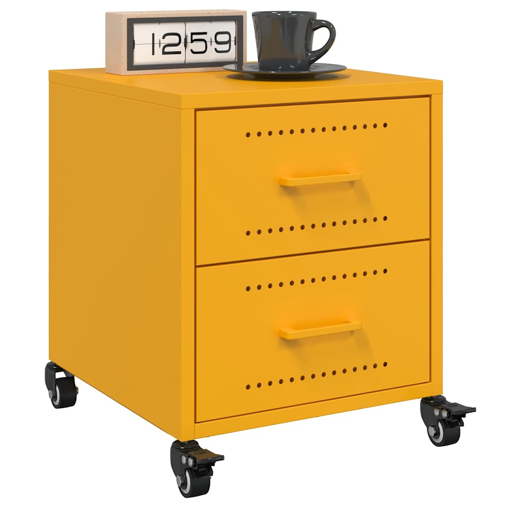 Bedside Cabinets 2 pcs Mustard Yellow 36x39x43.5 cm Steel - vid-846633 - Design Hut