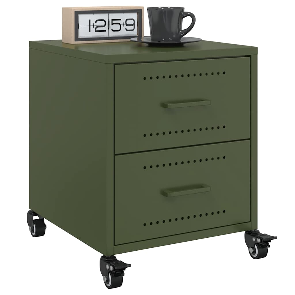 Bedside Cabinets 2 pcs Olive Green 36x39x43.5 cm Steel - vid-846635 - Design Hut