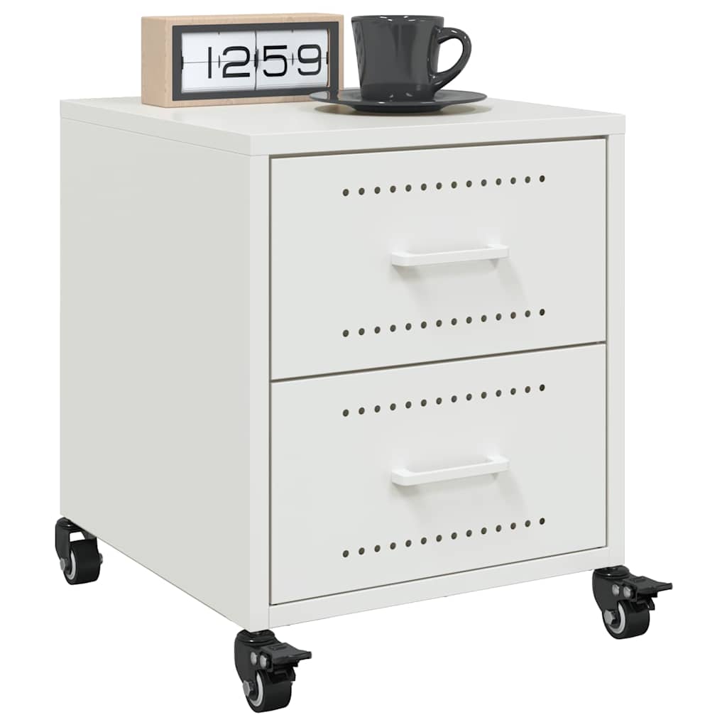 Bedside Cabinets 2 pcs White 36x39x43.5 cm Steel - vid-846637 - Design Hut