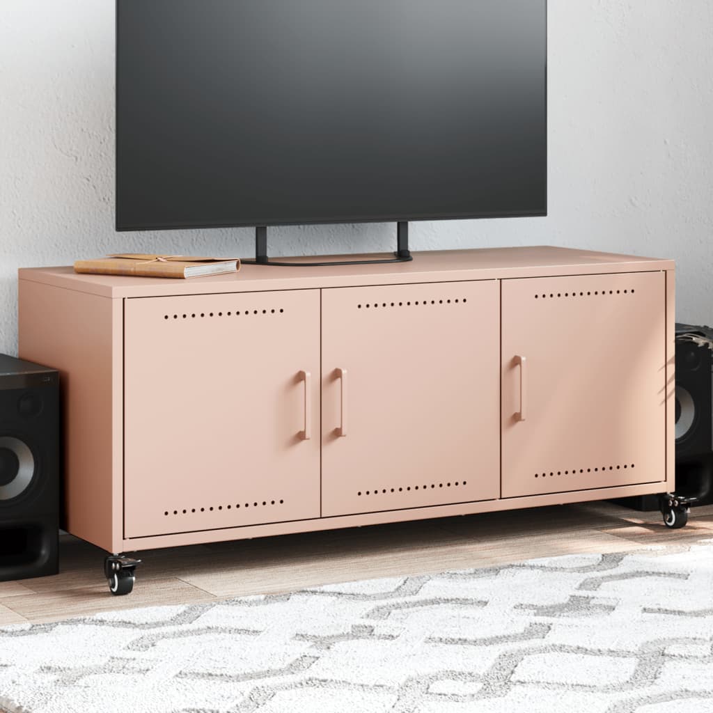 TV Cabinet Pink 100.5x39x43.5 cm Steel - vid-846645 - Design Hut