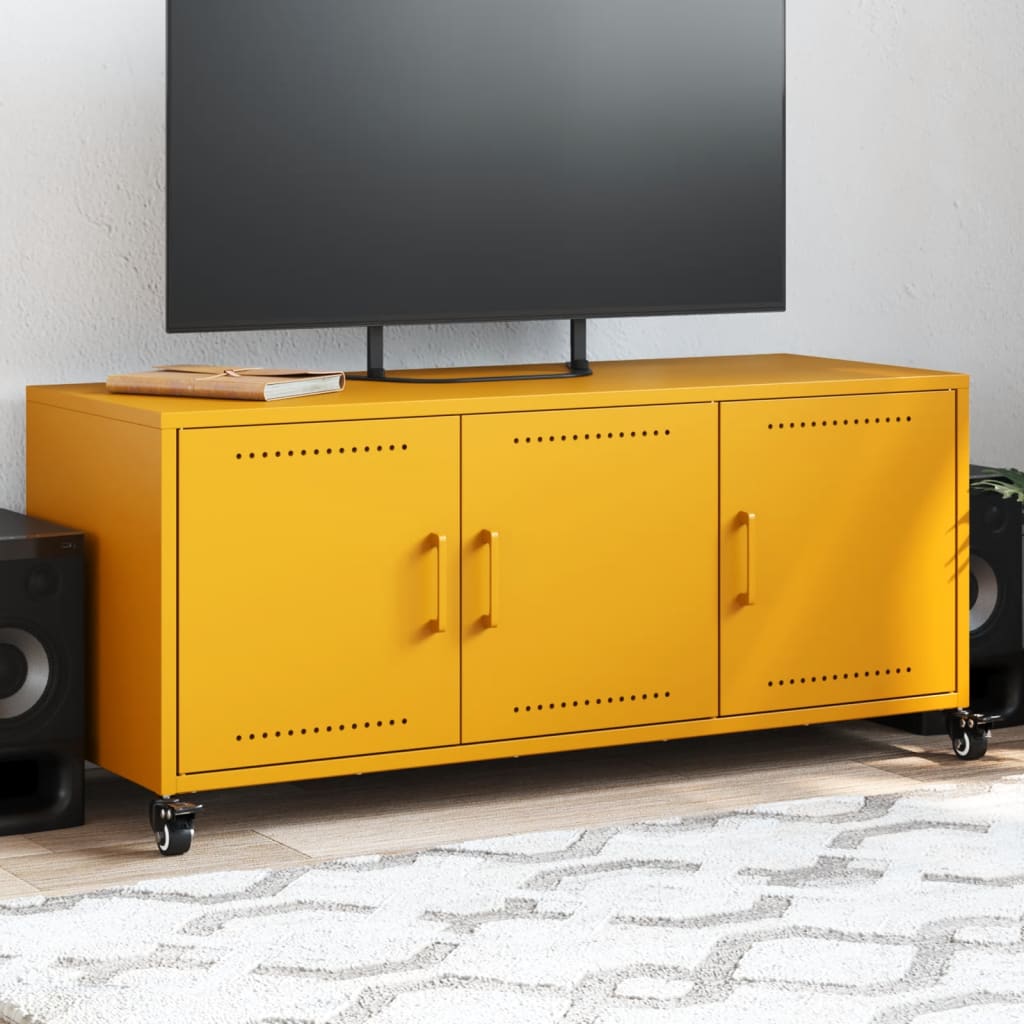 TV Cabinet Mustard Yellow 100.5x39x43.5 cm Steel - vid-846647 - Design Hut