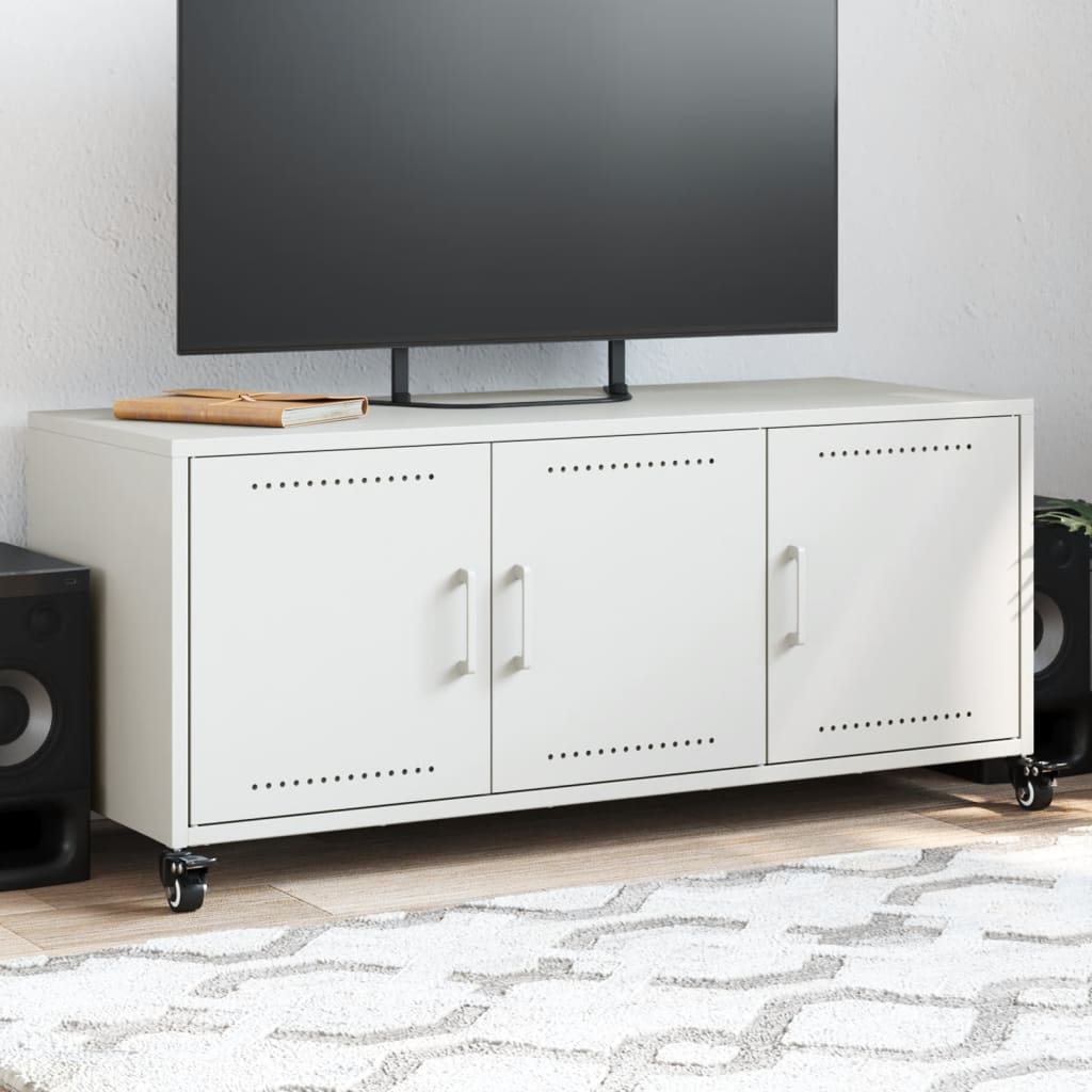 TV Cabinet White 100.5x39x43.5 cm Steel - vid-846649 - Design Hut