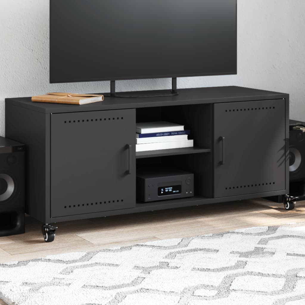 TV Cabinet Black 100.5x39x43.5 cm Steel - vid-846662 - Design Hut