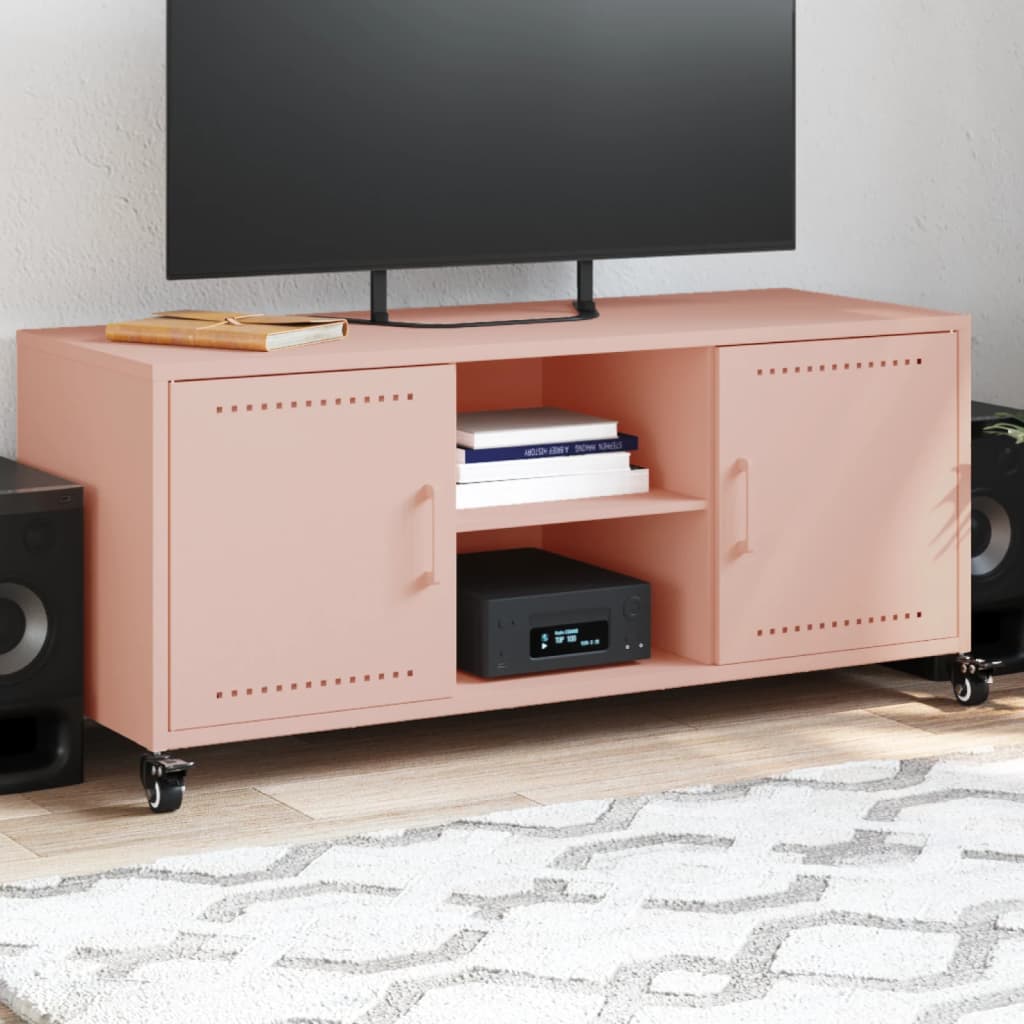 TV Cabinet Pink 100.5x39x43.5 cm Steel - vid-846663 - Design Hut