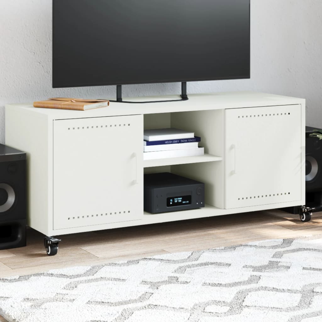 TV Cabinet White 100.5x39x43.5 cm Steel - vid-846667 - Design Hut