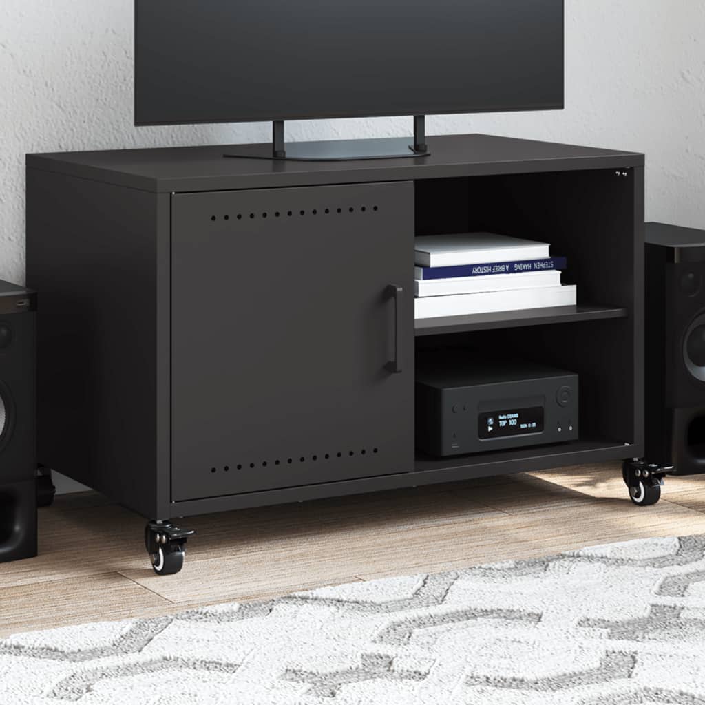 TV Cabinet Black 68x39x43.5 cm Steel - vid-846668 - Design Hut