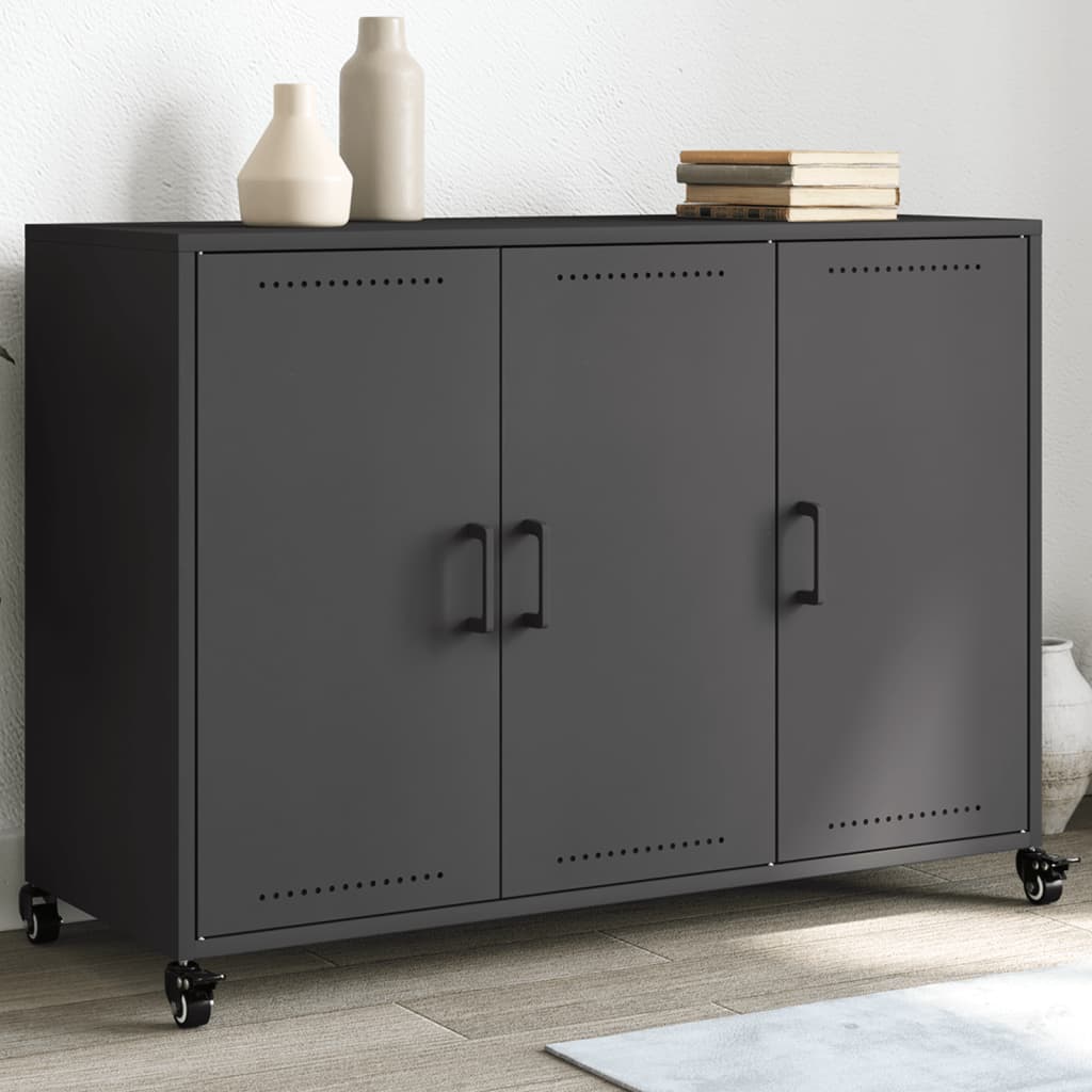 Sideboard Black 100.5x39x72 cm Steel - vid-846680 - Decor Base