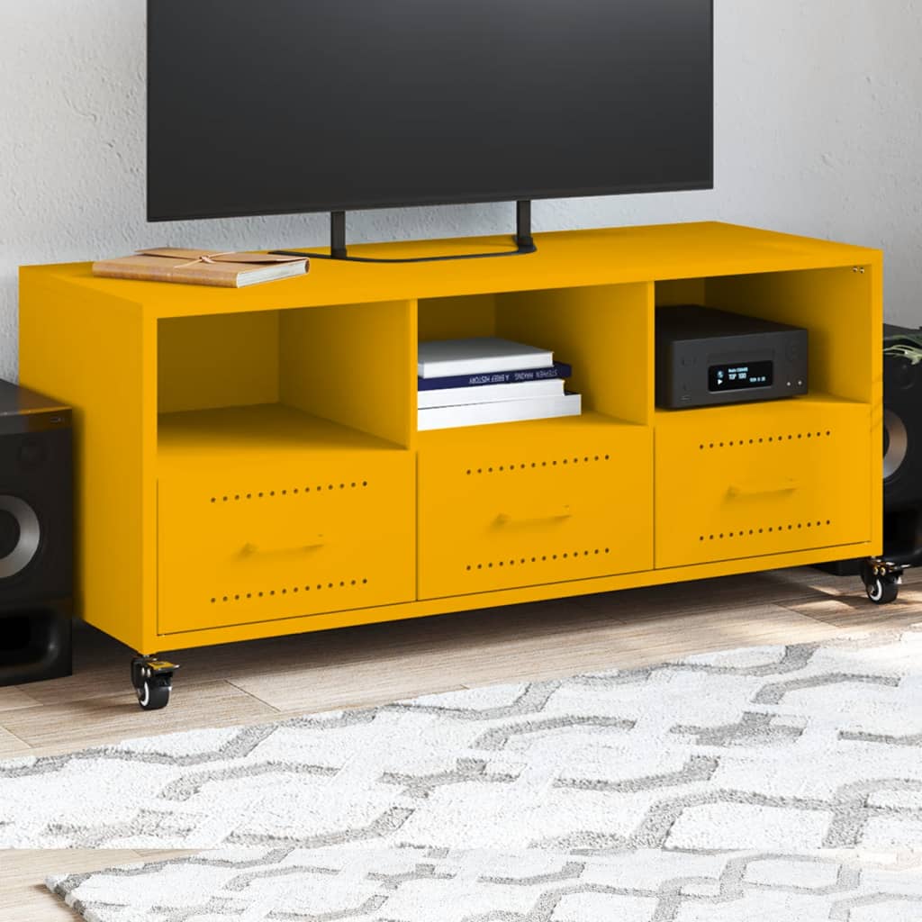 TV Cabinet Mustard Yellow 100.5x39x43.5 cm Steel - vid-846695 - Design Hut