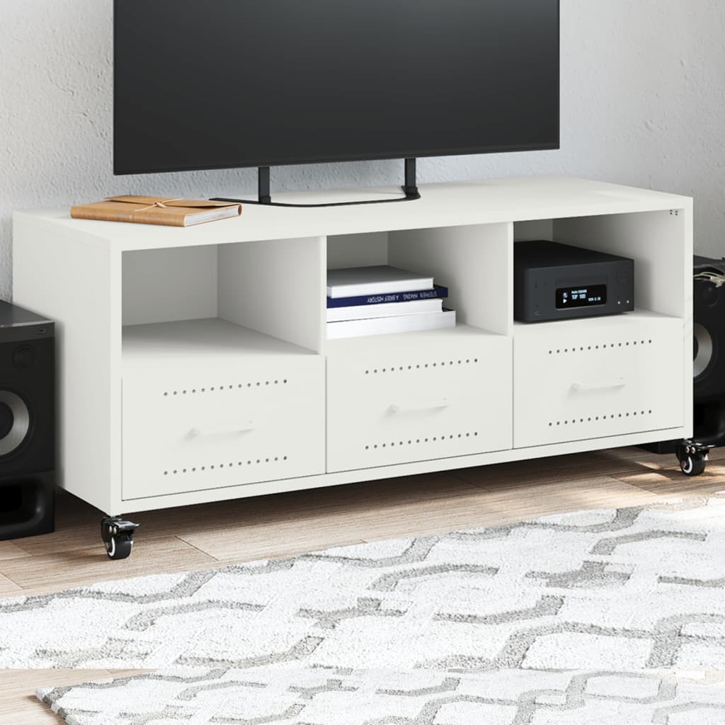 TV Cabinet White 100.5x39x43.5 cm Steel - vid-846697 - Design Hut