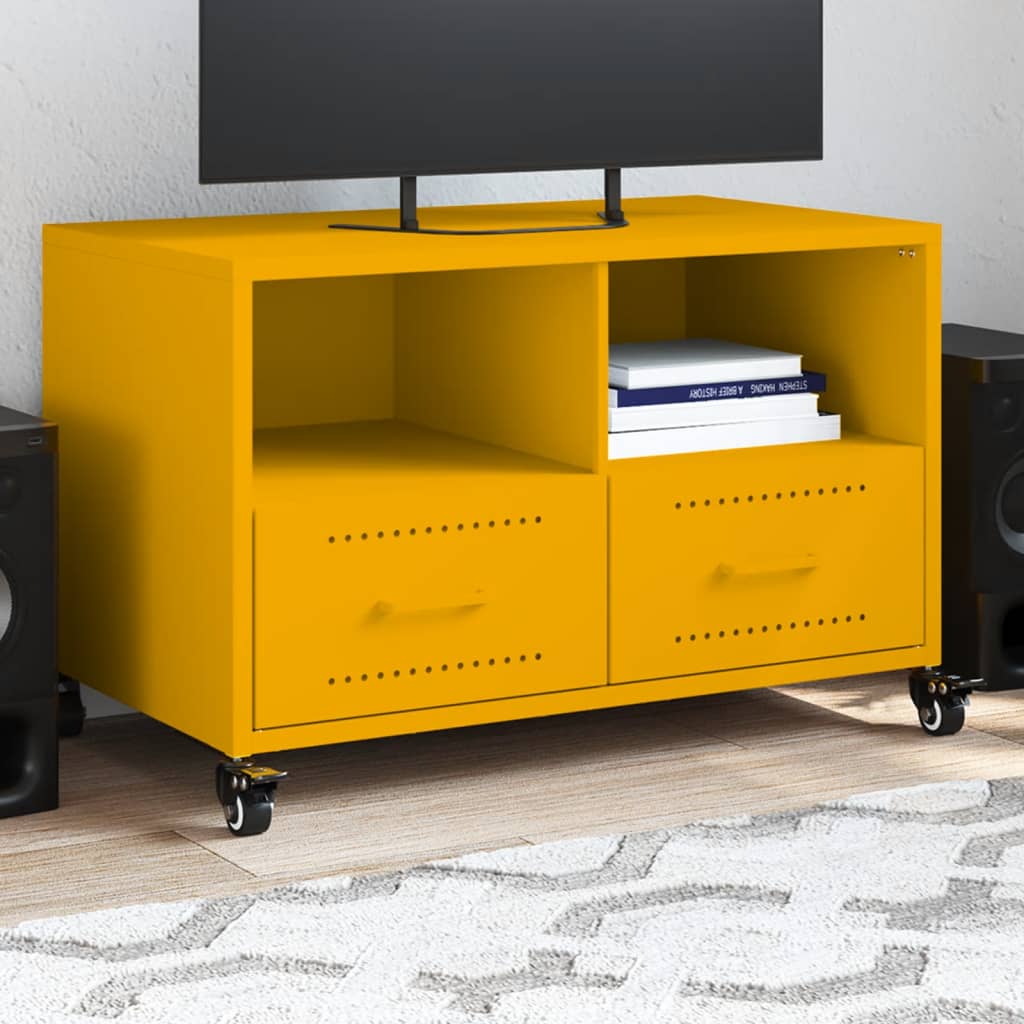 TV Cabinet Mustard Yellow 68x39x43.5 cm Steel - vid-846701 - Design Hut