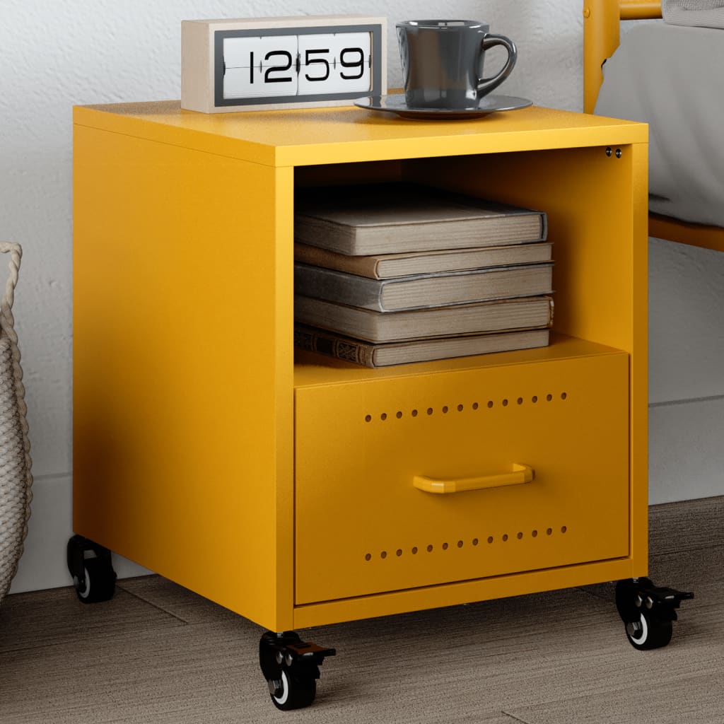 Bedside Cabinet Mustard Yellow 36x39x43.5 cm Steel - vid-846710 - Design Hut