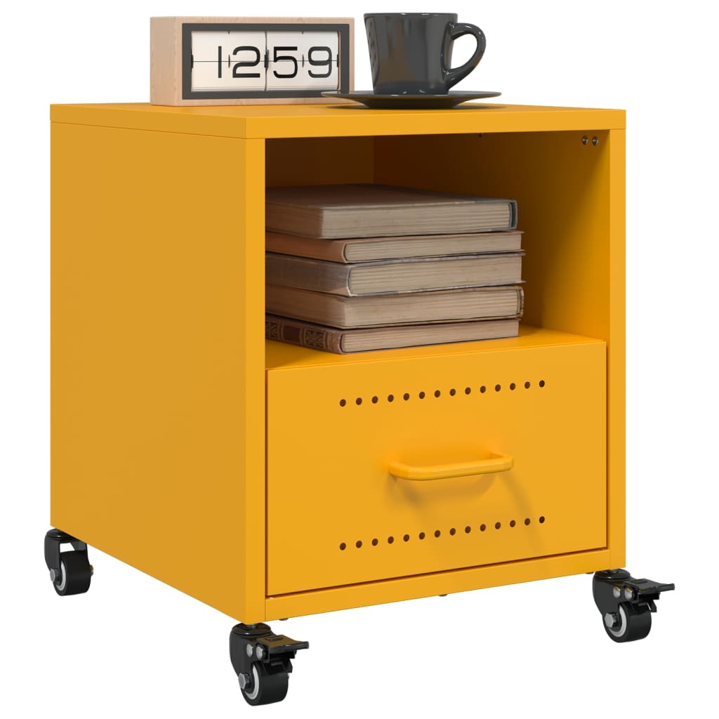 Bedside Cabinets 2 pcs Mustard Yellow 36x39x43.5 cm Steel - vid-846711 - Design Hut