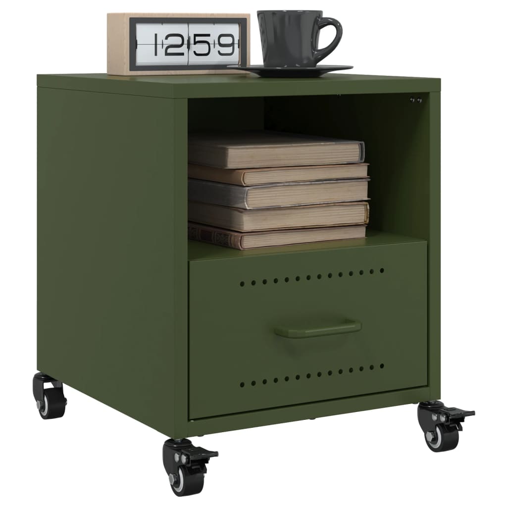 Bedside Cabinets 2 pcs Olive Green 36x39x43.5 cm Steel - vid-846713 - Design Hut