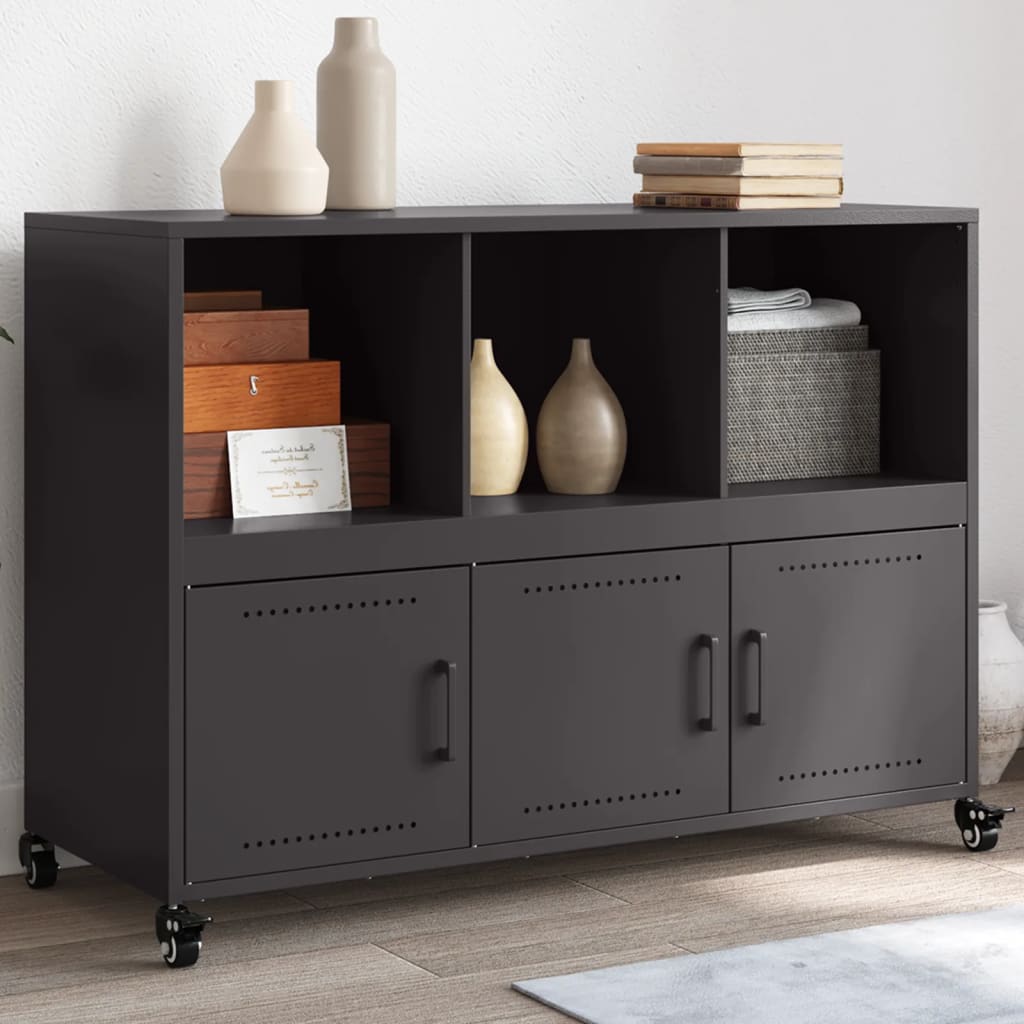 Sideboard Black 100.5x39x72 cm Steel - vid-846734 - Decor Base